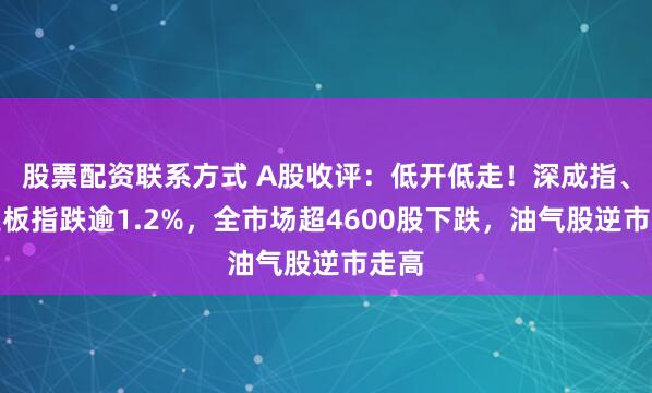 股票配资联系方式 A股收评：低开低走！深成指、创业板指跌逾1.2%，全市场超4600股下跌，油气股逆市走高